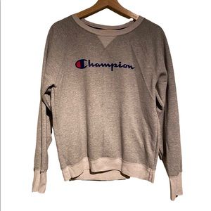 CHAMPION crew neck, light grey, size Medium